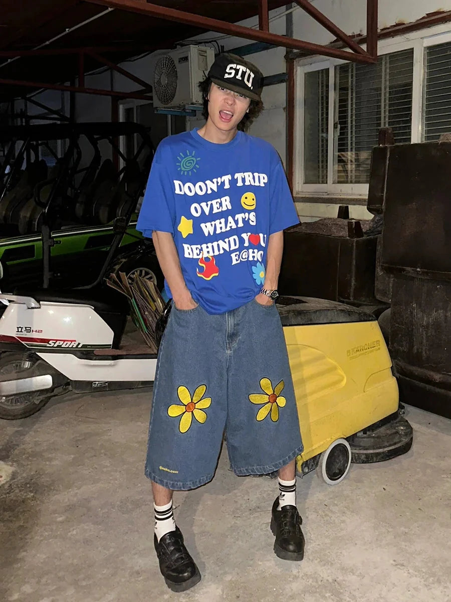Sunflower Denim Jean Shorts Jorts — vista posteriore