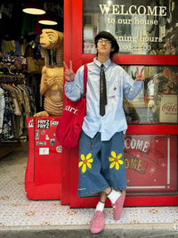 Sunflower Denim Jean Shorts Jorts — dettaglio