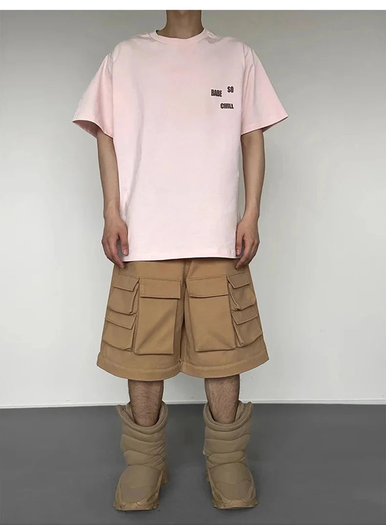 Super Wide Leg Khaki Zip Off Cargo Trousers — dettaglio della stampa