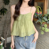 Sweet Babydoll Flowy Ruffle Crop Top — vista frontale
