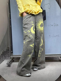 Symbols in the Sky Graphic Baggy Jeans — dettaglio
