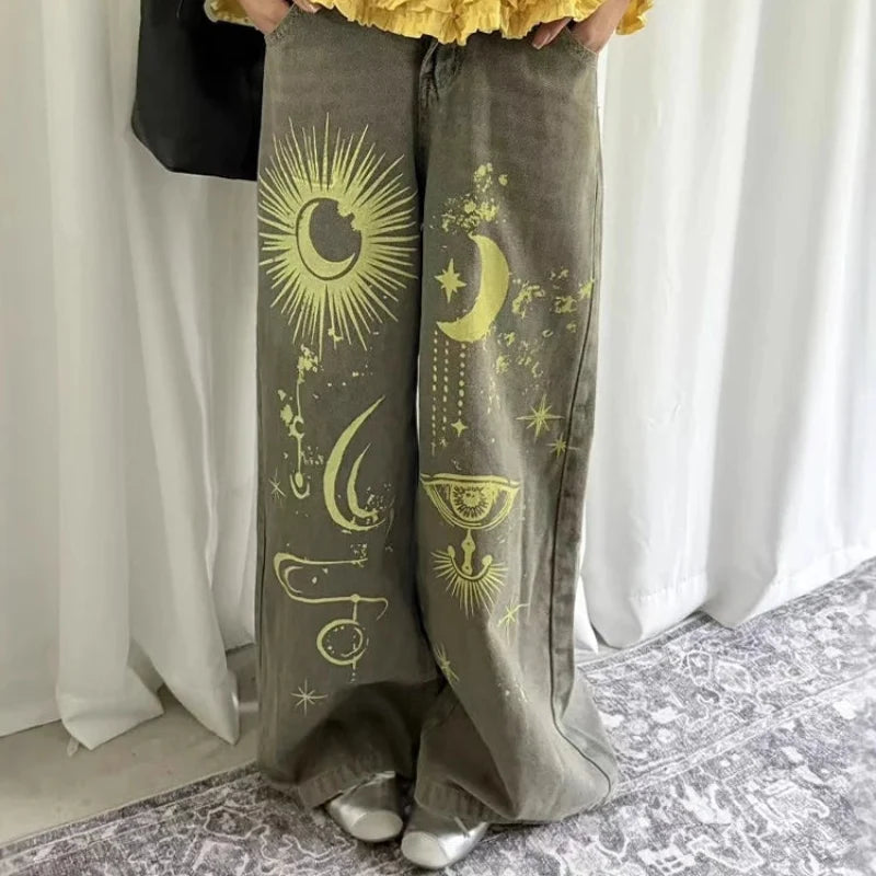 Symbols in the Sky Graphic Baggy Jeans — vista posteriore