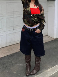Tartan Patchwork Low Waist Jorts — dettaglio