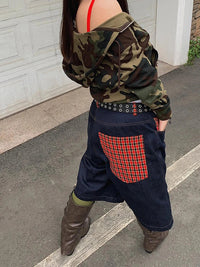 Tartan Patchwork Low Waist Jorts — vista frontale