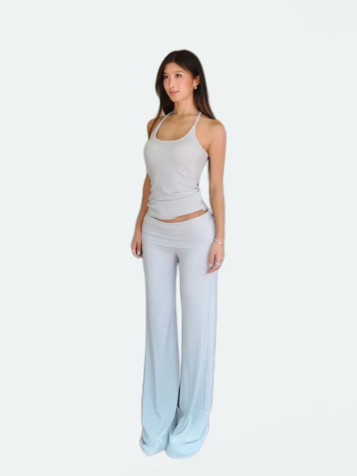 "The Classic" Folded Low Waist Cotton Jersey Flared Sweatpant Joggers Trousers — dettaglio