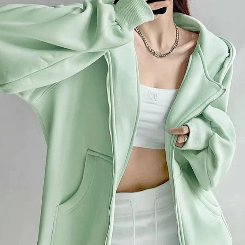 Thin Womens Full Zip Up Hoodie — dettaglio