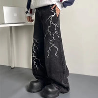Thunder and Lightning Black Baggy Jeans — dettaglio della stampa