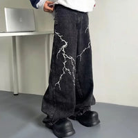Thunder and Lightning Black Baggy Jeans — vista laterale