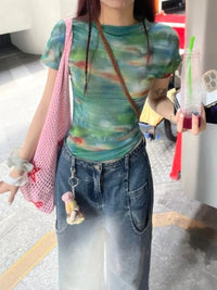Tie Dye Grunge Mesh T shirt — dettaglio della stampa