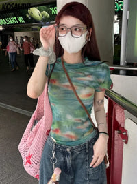 Tie Dye Grunge Mesh T shirt — vista posteriore