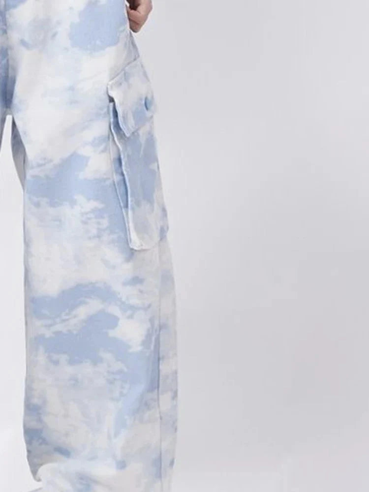 Tie Dyed Wide Leg Cargo Trousers — vista laterale