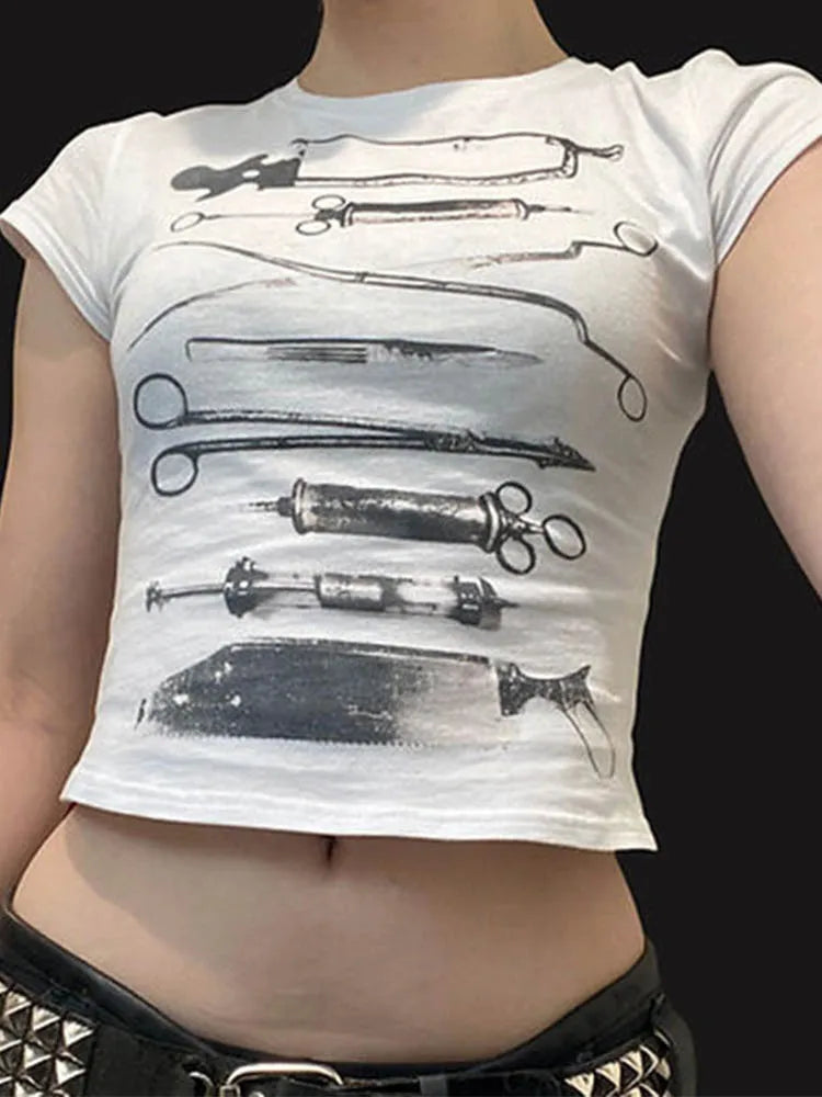 "Tonights the Night" Baby Tee Crop Top — vista posteriore