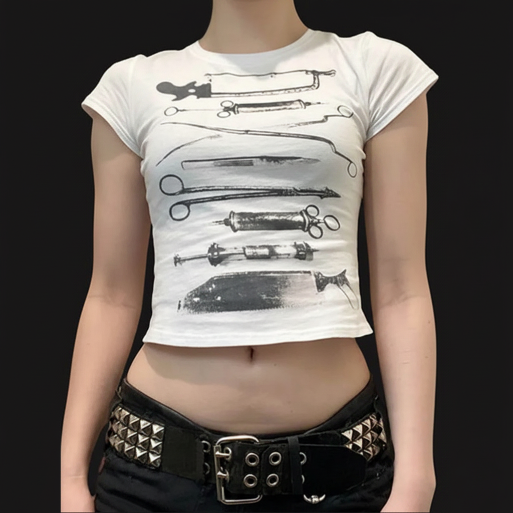 "Tonights the Night" Baby Tee Crop Top — vista frontale