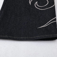 Tribal Embroidered Baggy Wide Leg Barrel Jeans — vista laterale
