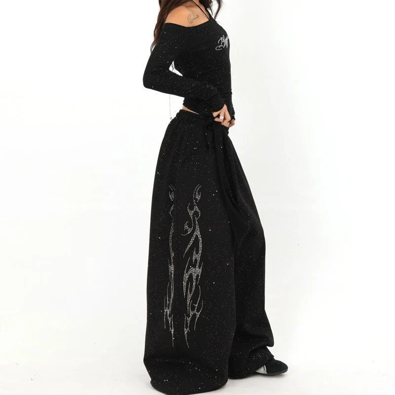 Tribal Rhinestone Oversized Sweatpants Joggers Trousers — in alternativa