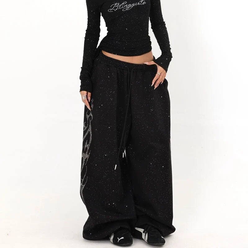 Tribal Rhinestone Oversized Sweatpants Joggers Trousers — vista posteriore