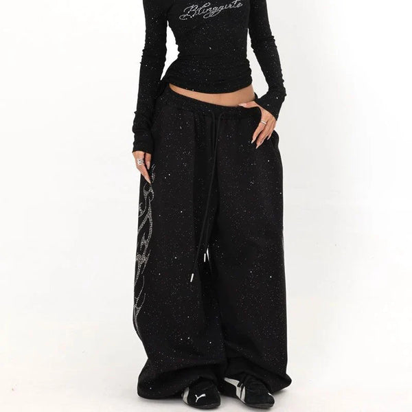 Y2K Tribal Rhinestone Oversized Sweatpants Joggers Trousers