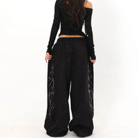 Tribal Rhinestone Oversized Sweatpants Joggers Trousers — vista laterale