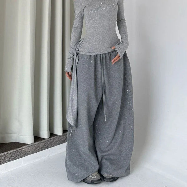 Tribal Rhinestone Oversized Sweatpants Joggers Trousers — vista frontale