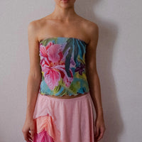 Tropical Floral Strapless Bandeau Tube Top — dettaglio della stampa