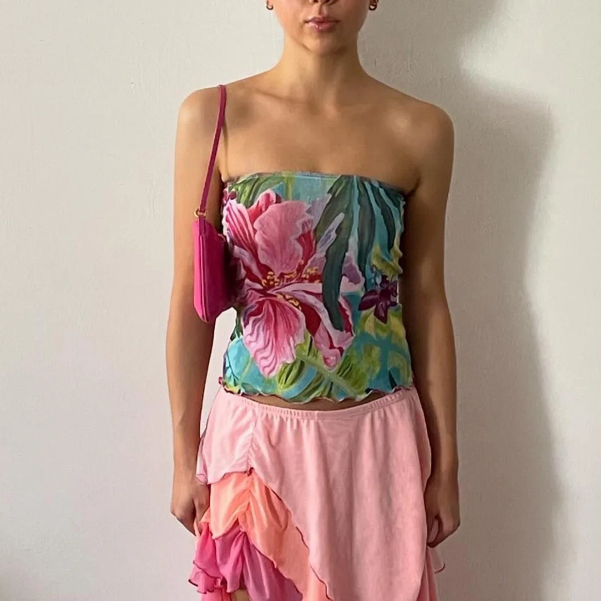 Tropical Floral Strapless Bandeau Tube Top — in alternativa