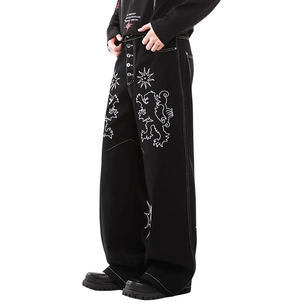 Two Lions Embroidered Graphic Denim Jeans — dettaglio della stampa