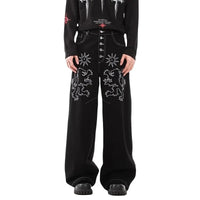 Two Lions Embroidered Graphic Denim Jeans — vista posteriore