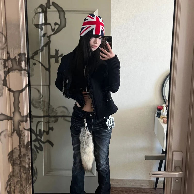 Union Jack Graphic Beanie — dettaglio del tessuto