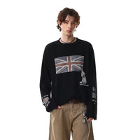 Union Jack Retro Waffle Texture Long Sleeve Top — vista laterale