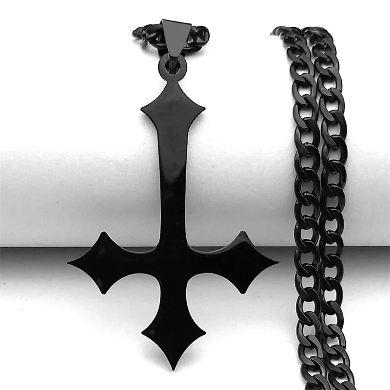 Upside Down Cross Pendant Necklace — vista posteriore