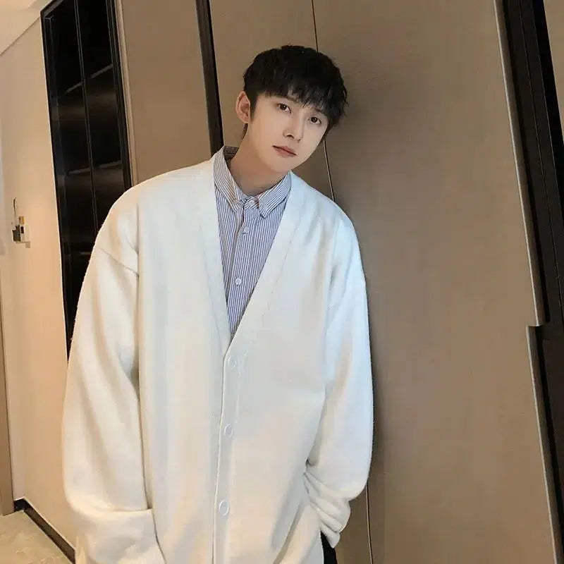 V Neck Knit Baggy Cardigan — vista posteriore