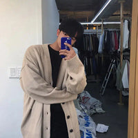 V Neck Knit Baggy Cardigan — vista laterale