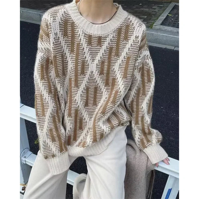 Vintage Aesthetic Baggy Knit Jumper Sweater — dettaglio