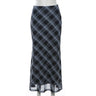 Y2K Vintage Aesthetic Plaid High Waist Maxi Skirt