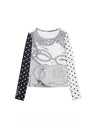 Y2K Vintage Anime Womens Polka Dot Long Sleeve Top