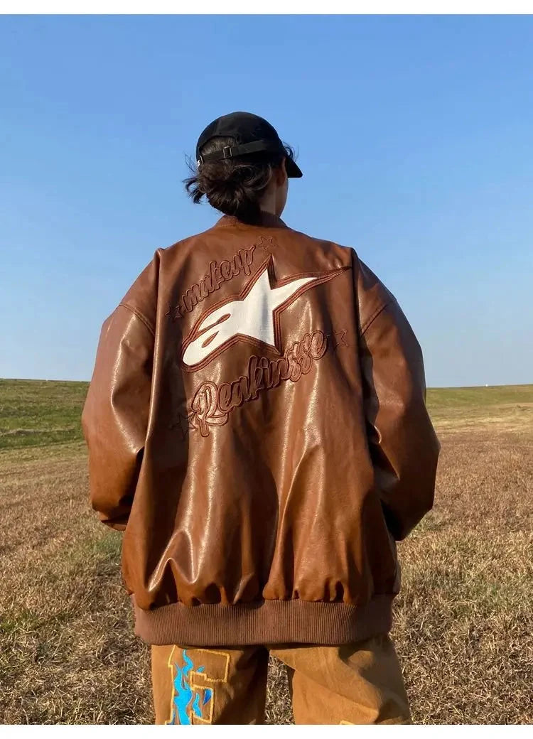 Vintage Astar Moto Leather Jacket — vista laterale