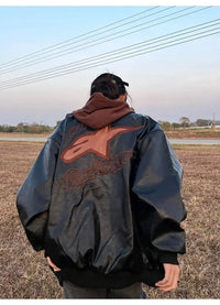 Vintage Astar Moto Leather Jacket — dettaglio del tessuto