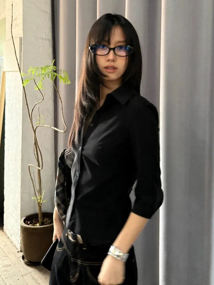 Vintage Casual Three Quarter Button Up Shirt — dettaglio della stampa