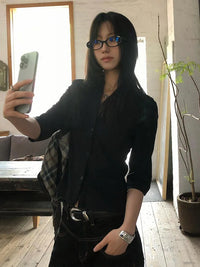 Vintage Casual Three Quarter Button Up Shirt — dettaglio