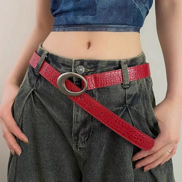 Vintage Crocodile Leather Belt — vista frontale