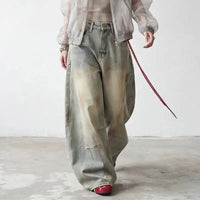 Vintage Dirty Washed Baggy Wide Leg Barrel Jeans — vista posteriore