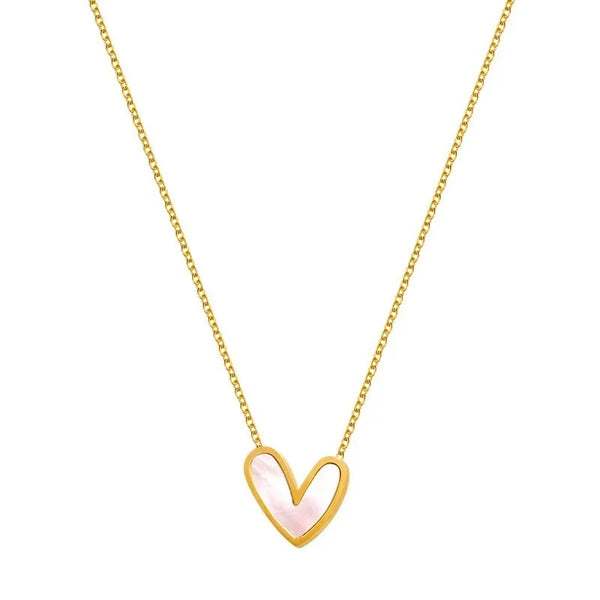Vintage Elegant Abstract Love Heart Pendant Necklace — vista frontale