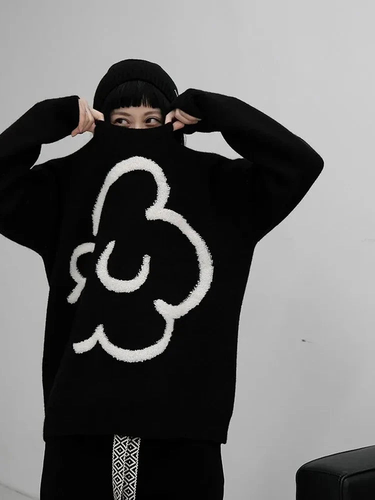 Vintage Floral Black Knitted Sweater — dettaglio