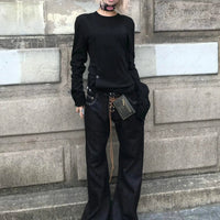 Vintage Gothic Black Long Sleeve Top — vista laterale
