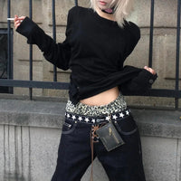 Vintage Gothic Black Long Sleeve Top — vista posteriore