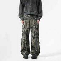 Vintage Leaf Pattern Camouflage Cargo Trousers — in alternativa