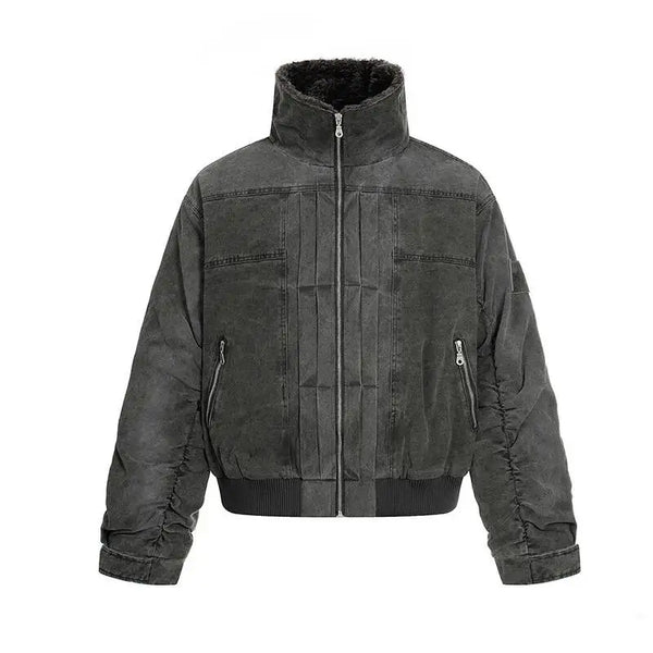 Vintage Mens Fleece Lined Padded Coat Jacket — vista frontale