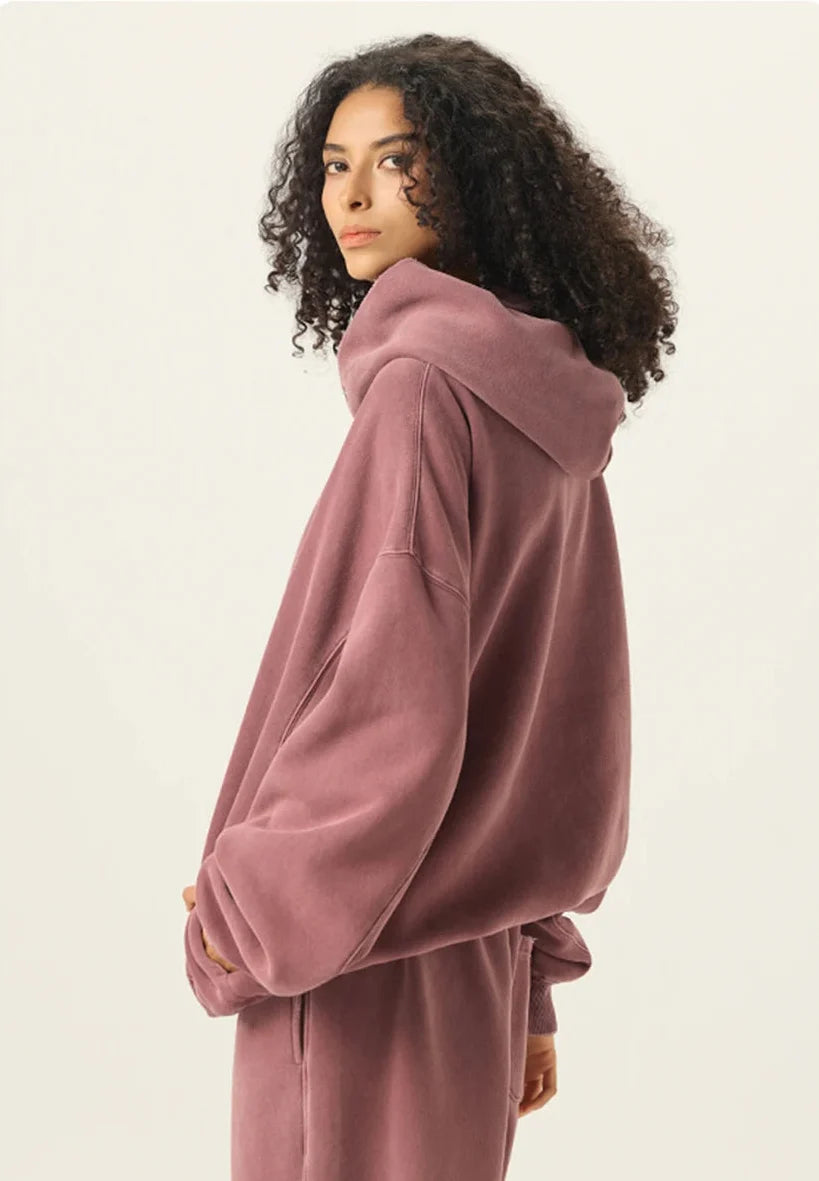 Vintage Oversized Baggy Plain Hoodie — dettaglio del tessuto