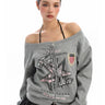 Y2K Vintage Oversized Off Shoulder Sweatshirt Jacket