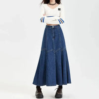 Vintage Patchwork Umbrella Maxi Skirt — vista posteriore